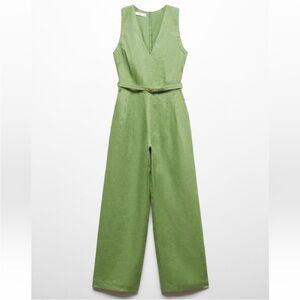 Mango Olive Green Sleeveless Jumpsuit